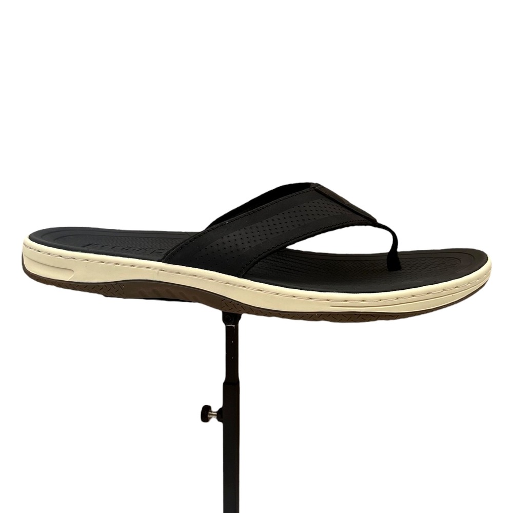 Sperry Men's Havasu Perf Leather Thong Sandal Size 11 Black Comfort Casual Style